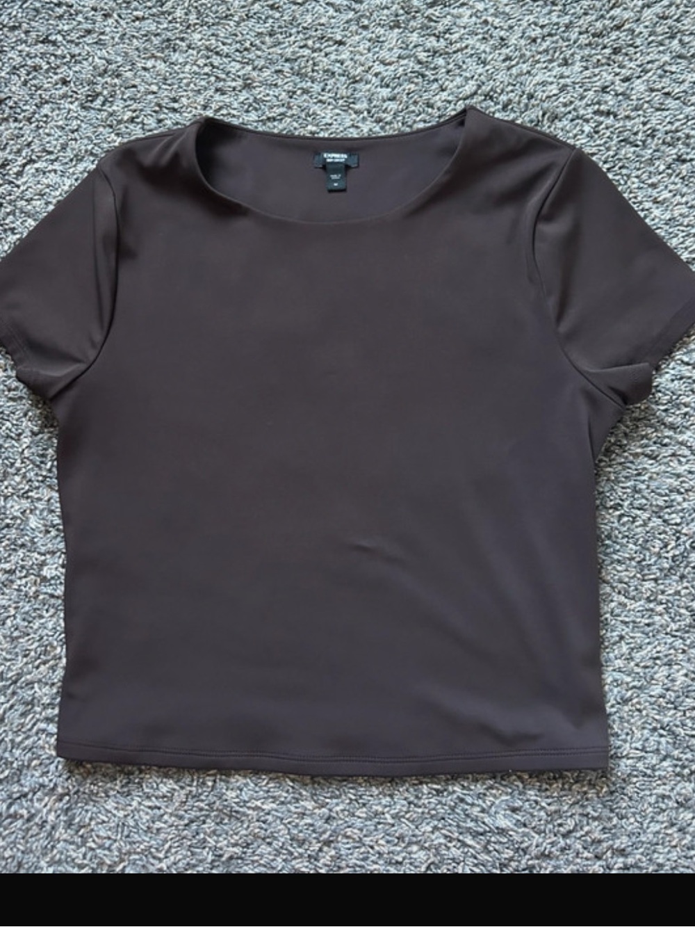 Express Brown Scoop Neck Short Sleeve Top